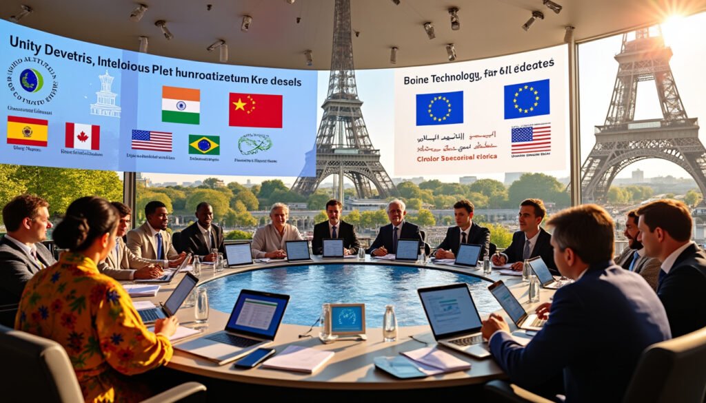 découvrez comment paris réunit 61 nations pour un sommet mondial sur l'intelligence artificielle, sans la participation des états-unis. un événement majeur où les pays s'engagent à promouvoir une technologie ouverte, inclusive et éthique pour un avenir numérique responsable.